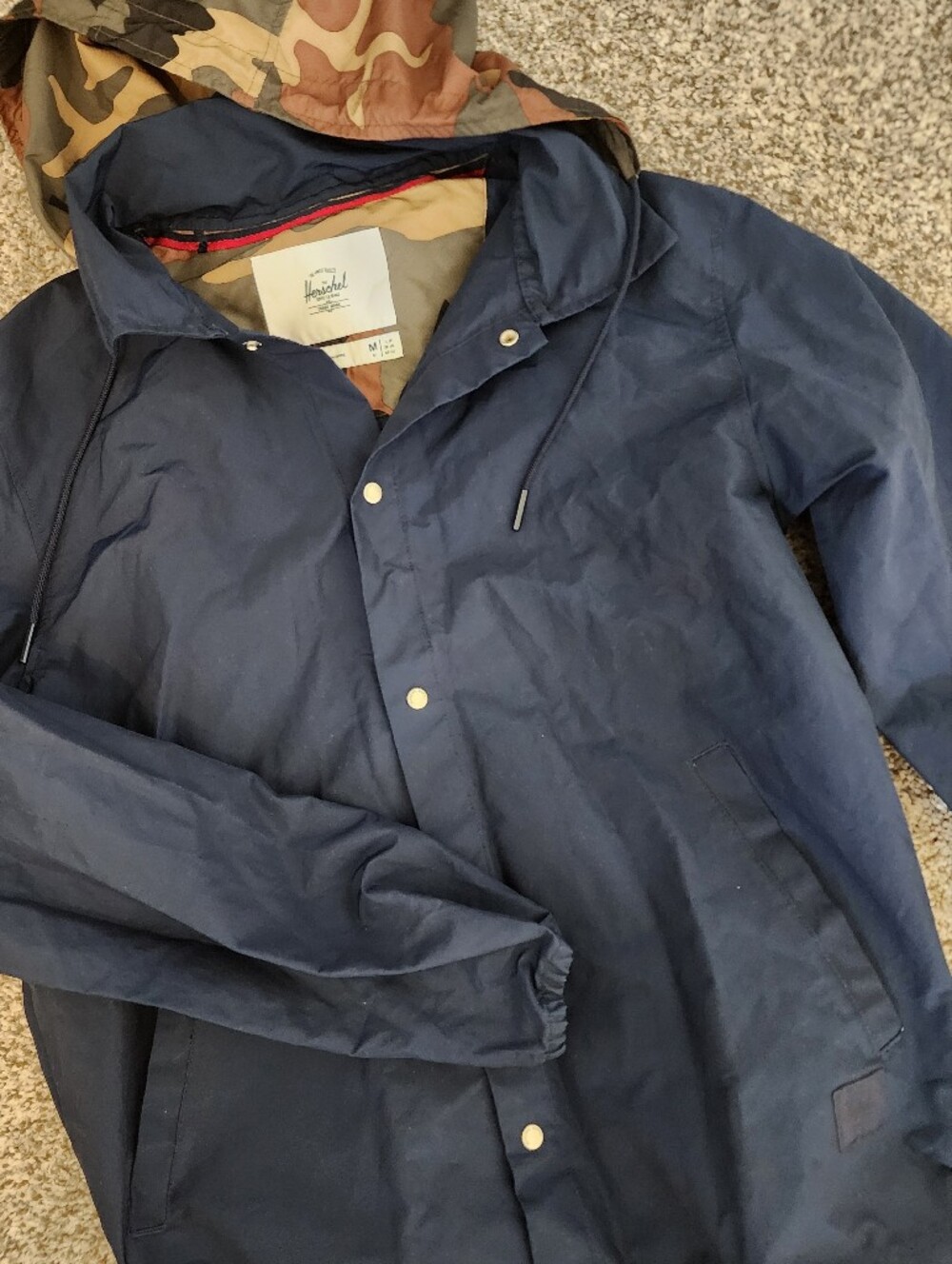 🛹Herschel Supply Co. Voyage Coach Jacket Navy Blue Camo Lining-M Skate Y2K ⚡️